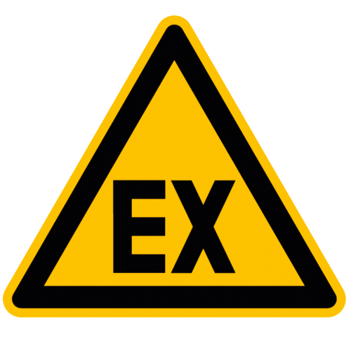 Warnzeichen „Warnung vor explosionsfähiger Atmosphäre“.